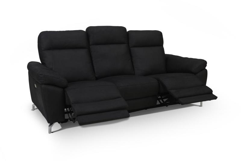 Selma 3-personers sofa med elevation - sort microfiber tilbud