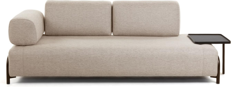 Elegant 3-Personers Sofa i Beige med Venstre Armlæn