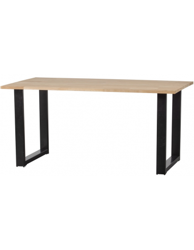 Sort Aflangt Metal Egetræ 180 Woood Spisebord