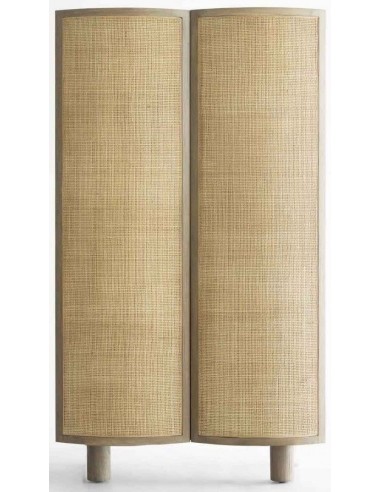 Egetræ Rattan H176 Natur Vitrineskab