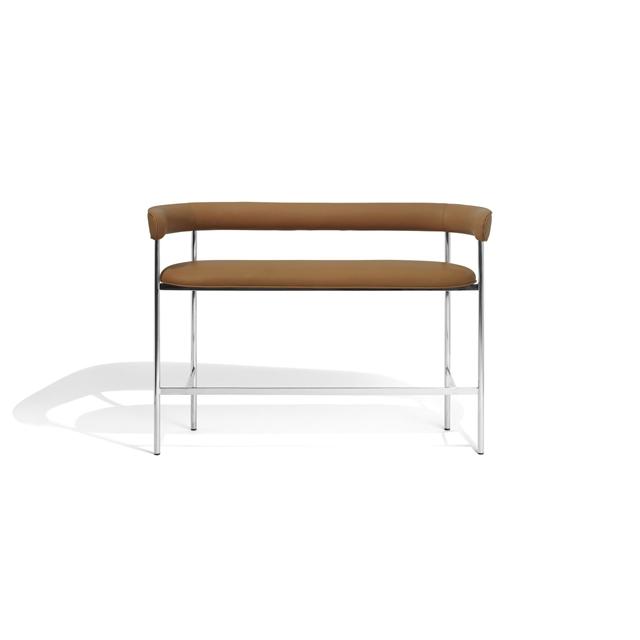 Dunes Cognac/Po Møbel Copenhagen Font Bar Dunes Cognac Læder Poleret Stål Stel Sofa - 5740024106795