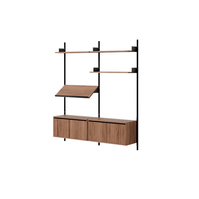 Eg Living Shelf Med Døre Lav Valnød New Works Reol - 5712826429259