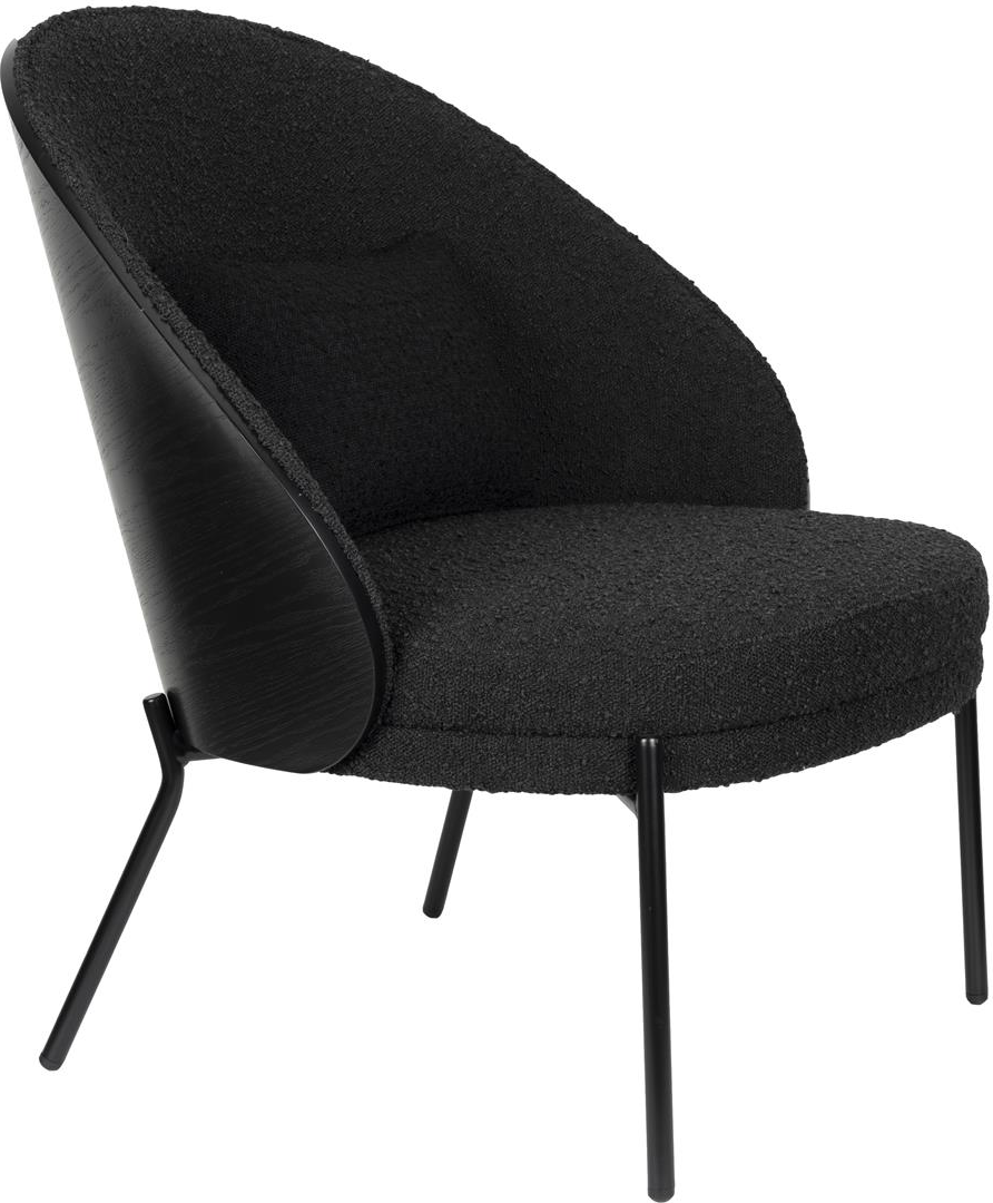 Antracit Loungestol Rodin Askefiner Med Polyesterpolstring Metalben Dutchbone Lænestol - 8718548090552