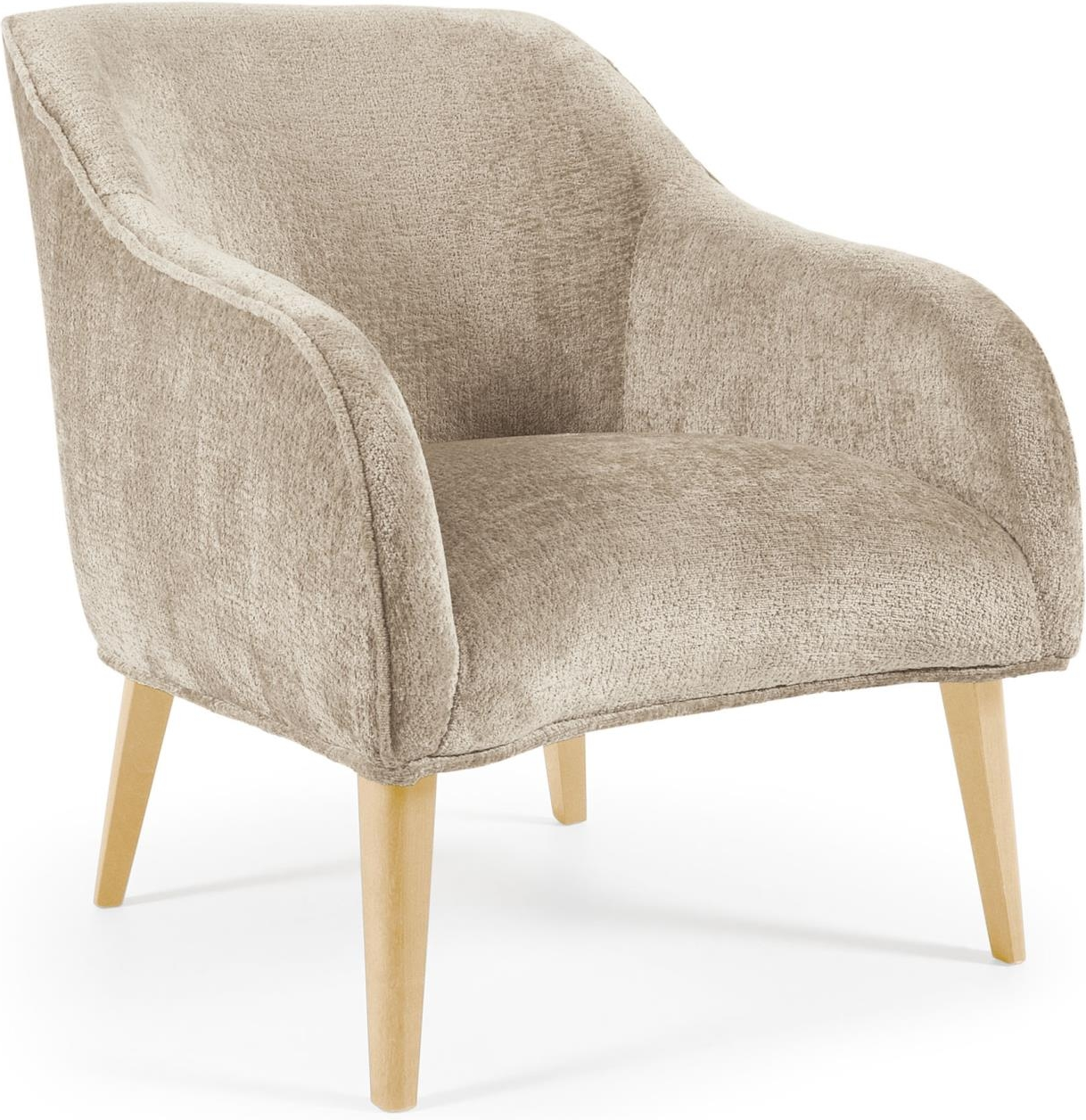 Beige Bobly Fluffy Chenille Polstring Massivt Bøgetræ H80xb65xl75 Kave Home Lænestol - 8433840720203