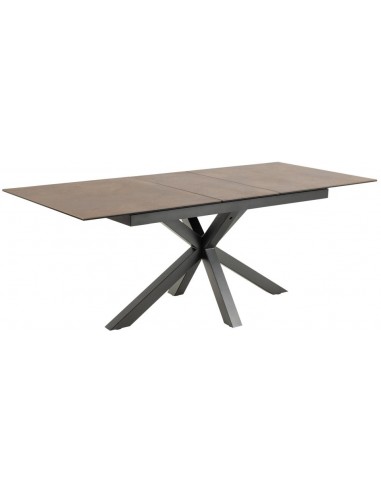 Aven Med Udtræk Stål Keramik H76 168 210 Sort Rustbrun Stenlook Spisebord