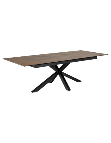 Aven Med Udtræk Stål Keramik H76 200 240 100 Sort Rustbrun Stenlook Spisebord