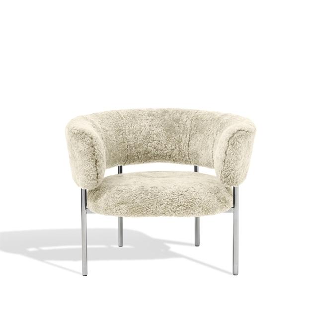 Sheepskin Oyste Møbel Copenhagen Font Med Armlæn R Poleret Stål Stel Lænestol - 5740024101356