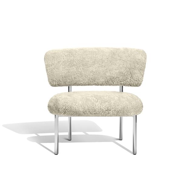 Sheepskin Oyste Møbel Copenhagen Font R Poleret Stål Stel Lænestol - 5740024100755